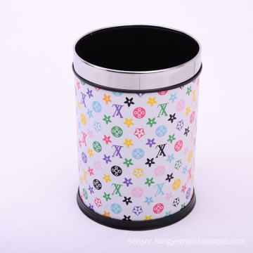 PU Covered Open Top Round European Style Waste Bin (A12-1903D)